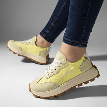 Pantofi sport dama galbeni cu siret MOD10941, 2, modlet.ro