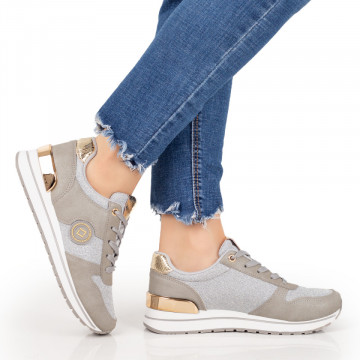 Pantofi sport dama gri cu auriu MOD07842, 4, modlet.ro