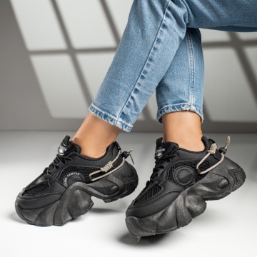 Pantofi sport dama negri cu aplicatii MOD11872, 1, modlet.ro