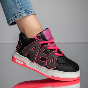 Pantofi sport dama negri cu roz MOD11666, 4, modlet.ro