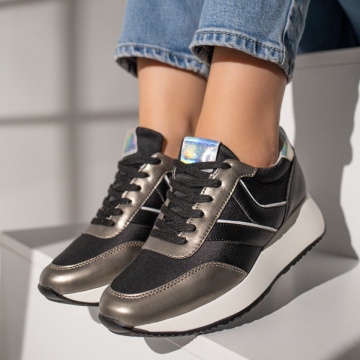 Pantofi sport dama negri cu talpa groasa alba MOD11876, 3, modlet.ro