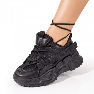 Pantofi sport dama negri cu talpa groasa MOD09907, 3, modlet.ro