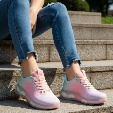 Pantofi sport dama roz cu albastru si talpa groasa MOD09503, 2, modlet.ro