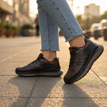 Pantofi sport negru cu rosu unisex cu siret MOD06743, 2, modlet.ro