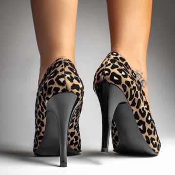 Pantofi Stiletto dama cu imprimeu negri din Piele naturala MOD12940, 4, modlet.ro