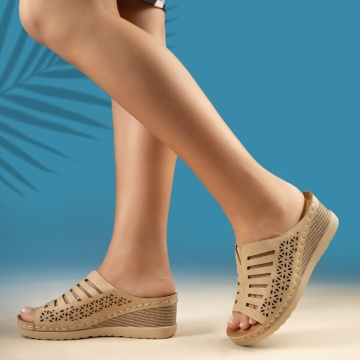 Papuci casual dama cu platforma bej MOD09242, 4, modlet.ro