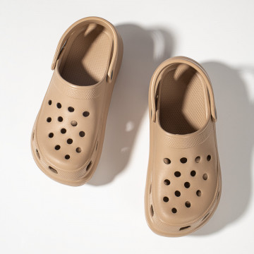 Papuci dama cu talpa groasa tip crocsi khaki MOD11493, 1, modlet.ro