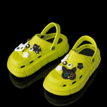 Papuci dama verzi cu talpa groasa si accesorii colorate MOD09339, 4, modlet.ro