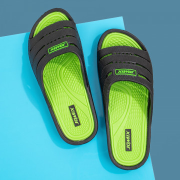 Papuci de plaja barbati negri cu verde MOD09016, 2, modlet.ro