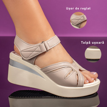 Sandale bej cu platforma dama si scai MOD11330, 3, modlet.ro