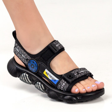 Sandale cu talpa groasa negru cu albastru MOD04815, 2, modlet.ro