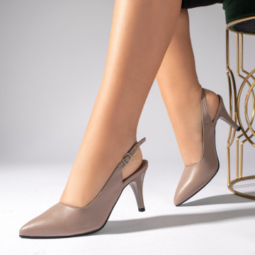 Sandale cu toc subtire nude dama din Piele naturala MOD11259, 1, modlet.ro