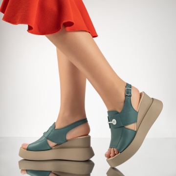 Sandale dama cu platforma albastre din Piele naturala ZEF08901, 4, zeforia.ro