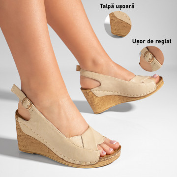 Sandale dama cu platforma bej MOD04623, 3, modlet.ro