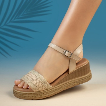Sandale dama cu platforma bej MOD3688, 3, modlet.ro