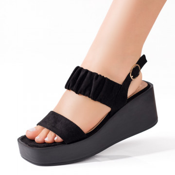 Sandale dama cu platforma negre suede MOD04011, 2, modlet.ro