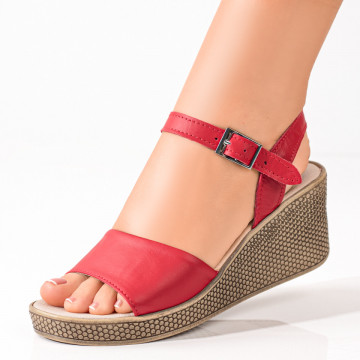 Sandale dama cu platforma rosii din Piele naturala MOD08903, 2, modlet.ro