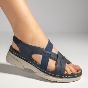 Sandale dama cu platforma si bareta elastica albastre MOD11585, 4, modlet.ro