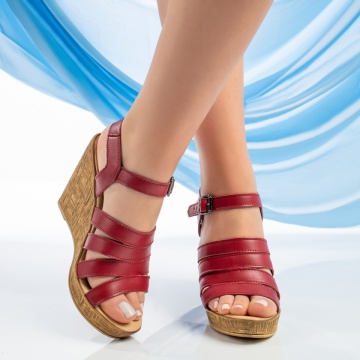 Sandale dama cu platforma visinii din Piele naturala MOD09281, 4, modlet.ro