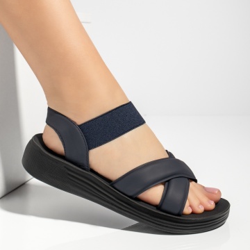 Sandale dama cu talpa groasa albastru inchis MOD13393, 4, modlet.ro