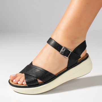 Sandale dama cu talpa groasa negre MOD11611, 3, modlet.ro