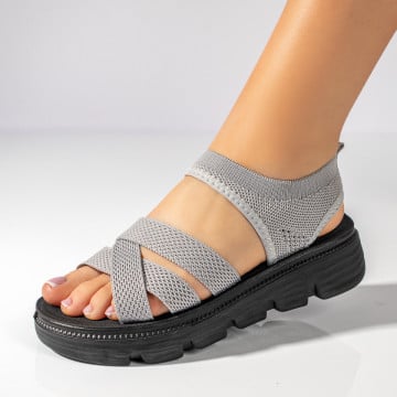 Sandale cu platforma, Sandale dama cu talpa groasa si bareta elastica gri LIA76, modlet.ro