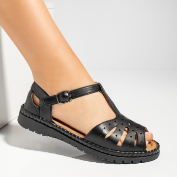 Sandale dama cu talpa joasa negre MOD13673, 3, modlet.ro