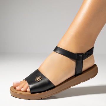 Sandale dama cu talpa joasa si bareta elastica negre MOD13898, 3, modlet.ro