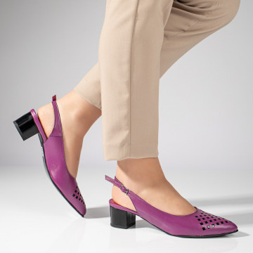 Sandale dama cu toc gros mov din Piele Naturala MOD11304, 4, modlet.ro