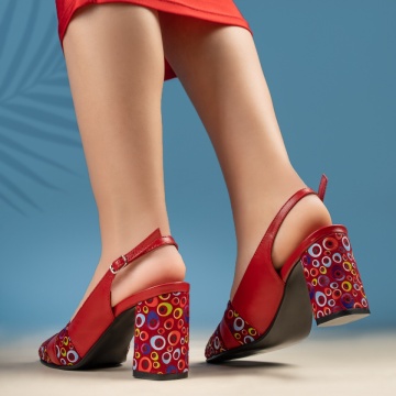 Sandale dama cu toc gros rosii din Piele naturala MOD13450, 2, modlet.ro