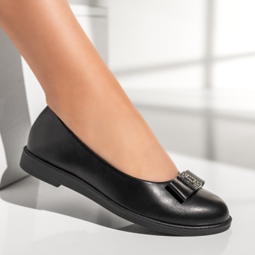 Balerini dama cu accesoriu metalic negri MOD11013, 4, modlet.ro