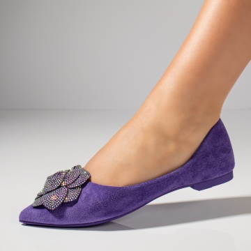 Balerini dama cu strasuri mov suede MOD11725, 3, modlet.ro