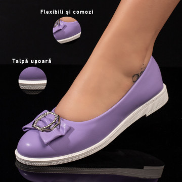 Balerini dama mov cu fundita si accesoriu cu pietre MOD11010, 3, modlet.ro