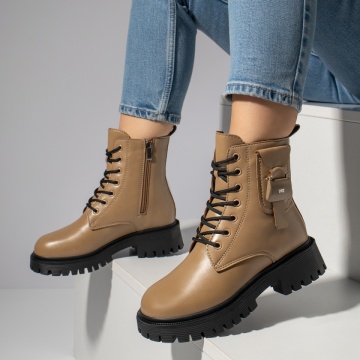 Bocanci dama cu talpa groasa khaki MOD12402, 3, modlet.ro