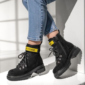 Bocanci dama cu talpa groasa si fermoar negru suede MOD02027, 2, modlet.ro