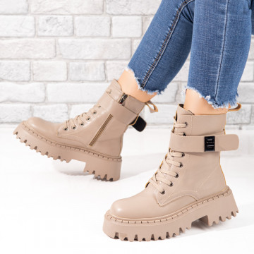 Bocanci dama khaki cu fermoar si catarama MOD10553, 2, modlet.ro