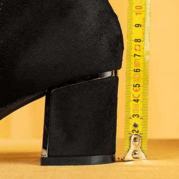 Botine dama cu fundita si toc gros negru suede MOD14085, 5, modlet.ro