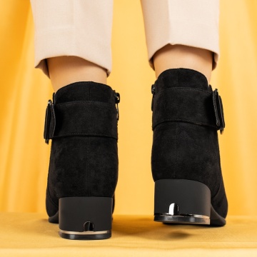 Botine dama cu toc gros negru suede MOD06655, 4, modlet.ro