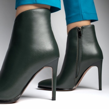 Botine dama cu toc subtire verzi din Piele naturala MOD12427, 4, modlet.ro