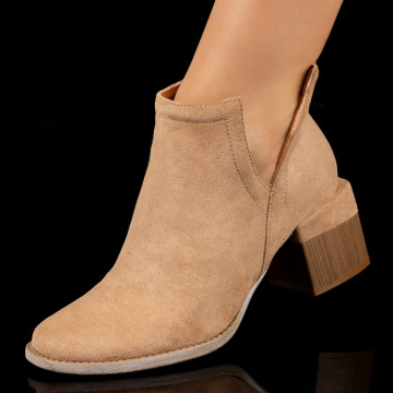 Botine dama khaki suede cu toc gros MOD10383, 1, modlet.ro