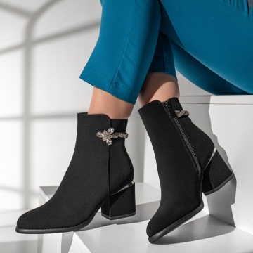 Botine dama negre cu toc gros MOD12904, 3, modlet.ro