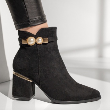 Botine dama negre cu toc gros MOD12909, 3, modlet.ro