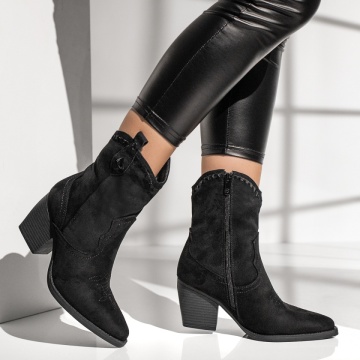 Ciocate dama cu toc gros si fermoar negru suede MOD12395, 3, modlet.ro