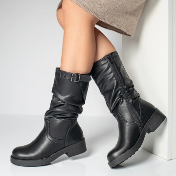 Cizme dama, Cizme dama cu fermoar negre MOD14185, modlet.ro