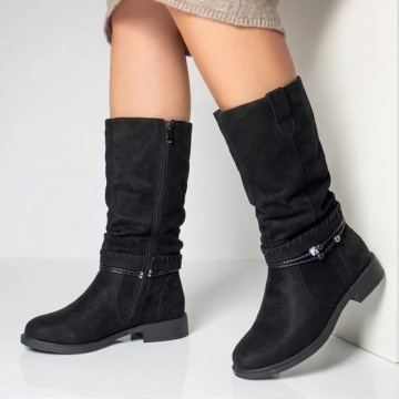 Cizme dama cu fermoar negru suede din Piele naturala FLORINA12