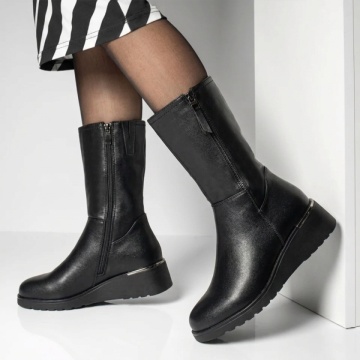 Cizme dama cu platforma negre din Piele naturala DORA82, 3, modlet.ro