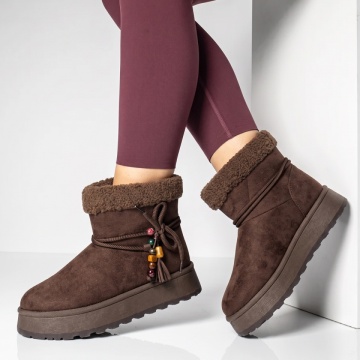 Cizme dama cu talpa groasa tip oog maro suede LILI47, 2, modlet.ro