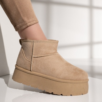Cizme dama scurt tip UG bej suede MOD12746, 3, modlet.ro