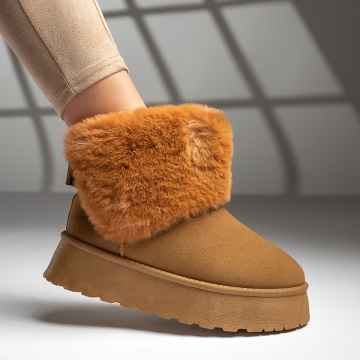 Cizme dama scurte tip oog maro suede MOD12593, 2, modlet.ro