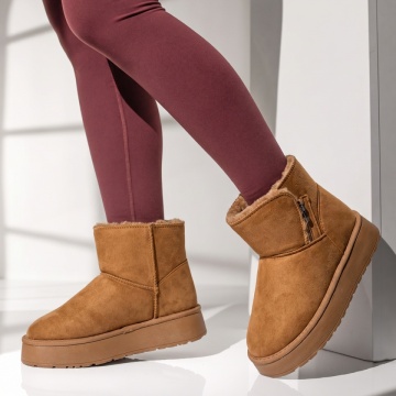 Cizme dama tip UG cu fermoar maro suede EMA46, 3, modlet.ro